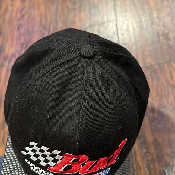 BUDWEISER - NASCAR Official Beer Sponsor Vtg 90s Black  BUD Dad Skate Hat Cap - Picture 5 of 9